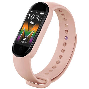 Bratara Fitness M5 Band Pink, Functie Telefon, Notificari, Monitorizare Activitati Puls Somn Oxigen Ritm Cardiac