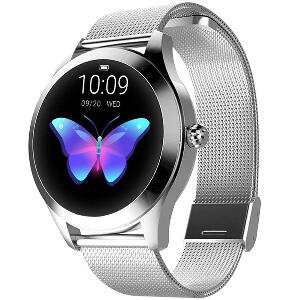 Ceas smartwatch KW10, Bluetooth, Metalic, Pedometru, Notificari, IP68, Silver