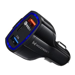 Incarcator auto WCC-01, 2xUSB + Type-C, Fast Quick Charge 3.0, 35W, 3.5A