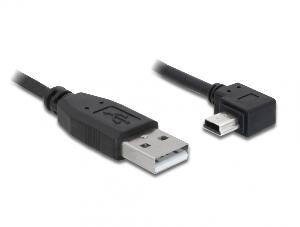 Cablu USB 2.0 la mini USB-B T-T unghi 90 grade 1m, Delock 82681