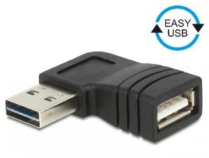 Adaptor EASY-USB 2.0-A T-M unghi stanga/dreapta, Delock 65522