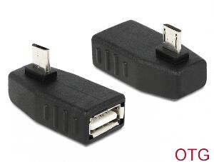 Adaptor micro USB B la USB 2.0 A T-M OTG unghi 270, Delock 65473