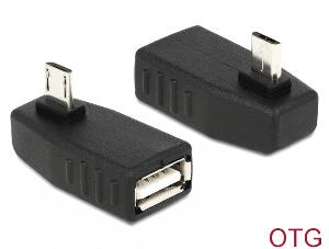 Adaptor micro USB B la USB 2.0 A T-M OTG unghi 90, Delock 65474