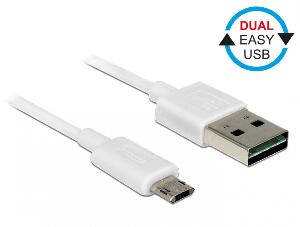 Cablu EASY-USB 2.0 tip A la EASY-USB 2.0 tip Micro-B T-T Alb 0.2m, Delock 84805