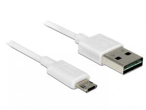 Cablu EASY-USB 2.0 tip A la EASY-USB 2.0 tip Micro-B T-T Alb 2m, Delock 84808