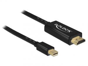 Cablu mini Displayport la HDMI Full HD T-T 1m Negru, Delock 83698