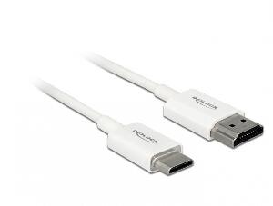 Cablu HDMI la mini HDMI-C T-T 3D 4K 3m Activ Slim Premium Alb, Delock 85145