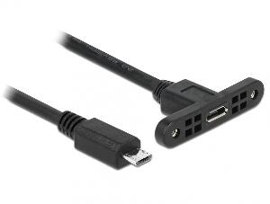 Cablu micro USB-B USB 2.0 panel-mount la micro-B USB 2.0 M-T 25cm, Delock 85245