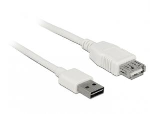 Cablu prelungitor EASY-USB 2.0 tip A T-M 3m Alb, Delock 85201