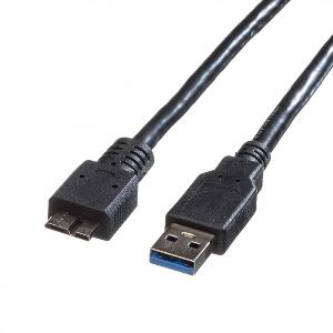 Cablu USB 3.0 la micro USB 3.0 0 T-T 0.15m Negru, Roline 11.02.8876