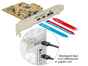  PCI Express Card la 1 x USB-C 3.1 + 1 x USB-C 3.1 (DP Alt Mode) externe, Delock 89582