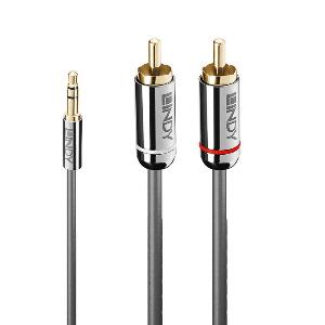 Cablu audio jack 3.5mm la 2 x RCA T-T 1m Antracit Cromo Line, Lindy L35333