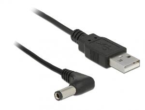 Cablu de alimentare USB la DC 5.5 mm x 2.5 mm unghi 90 grade 1.5m, Delock 85588