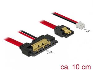 Cablu de date + alimentare SATA 22 pini 5V 6 Gb/s cu clips la Alimentare 2 pini + SATA 7 pini 10cm, Delock 85238