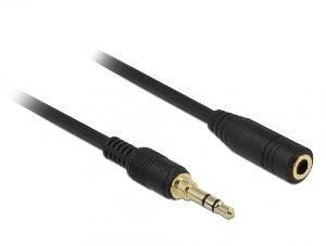 Cablu prelungitor audio jack 3.5mm (pentru smartphone cu husa) 3 pini T-M 0.5m Negru, Delock 85574