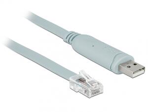 Cablu USB la Serial RS-232 RJ45 (pentru router CISCO) T-T 1m Gri, Delock 63911