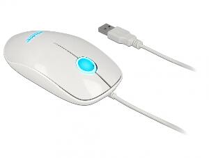 Mouse optic Alb pe USB cu LED, Delock 12537