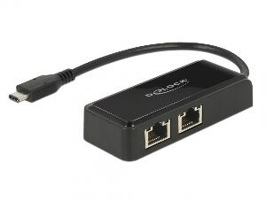 Placa de retea USB-C 3.1 Gen 1 la 2 x Gigabit LAN, Delock 63927
