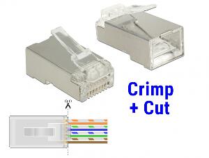 Set 20 buc mufe RJ45 cat 6 pentru fir solid STP Crimp+Cut, Delock 86454