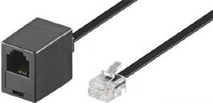 Cablu prelungitor telefon RJ11 6p4c 10m Negru, Goobay 68257