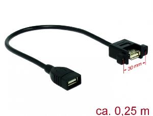 Cablu USB 2.0-A la USB 2.0-A panel mount 0.25m M-M, Delock 85105