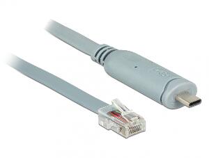 Cablu USB-C la Serial RS-232 RJ45 (PENTRU ROUTER CISCO) T-T 1m Gri, Delock 89893
