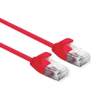 Cablu de retea Slim cat 6A UTP LSOH 0.15m Rosu, Roline 21.15.3910