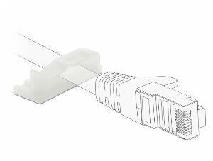 Set 10 bucati suport cu adeziv/2 suruburi pentru cablu flat/plat, Delock 60179