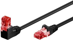 Cablu de retea cat 6 UTP cu 1 unghi 90 grade 1m Negru, Goobay G51515