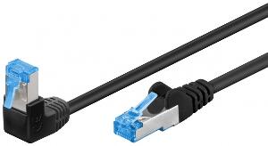 Cablu de retea cat 6A SFTP LSOH cu 1 unghi 90 grade 5m Negru, Goobay G51560