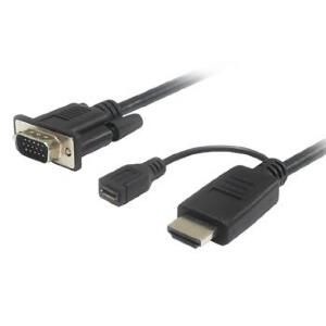 Cablu HDMI la VGA cu alimentare micro USB T-T 2m Negru, khcon-20