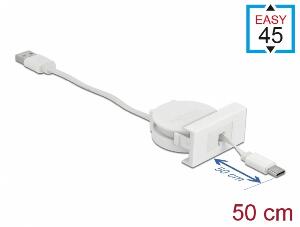 Cablu USB-A 2.0 la USB-C retractabil pentru modul Easy 45, Delock 81318