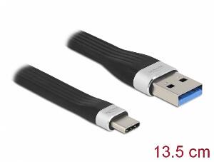 Cablu USB 3.2 Gen 1-A la type C FPC Flat Ribbon PD 3A 13.5cm, Delock 85771